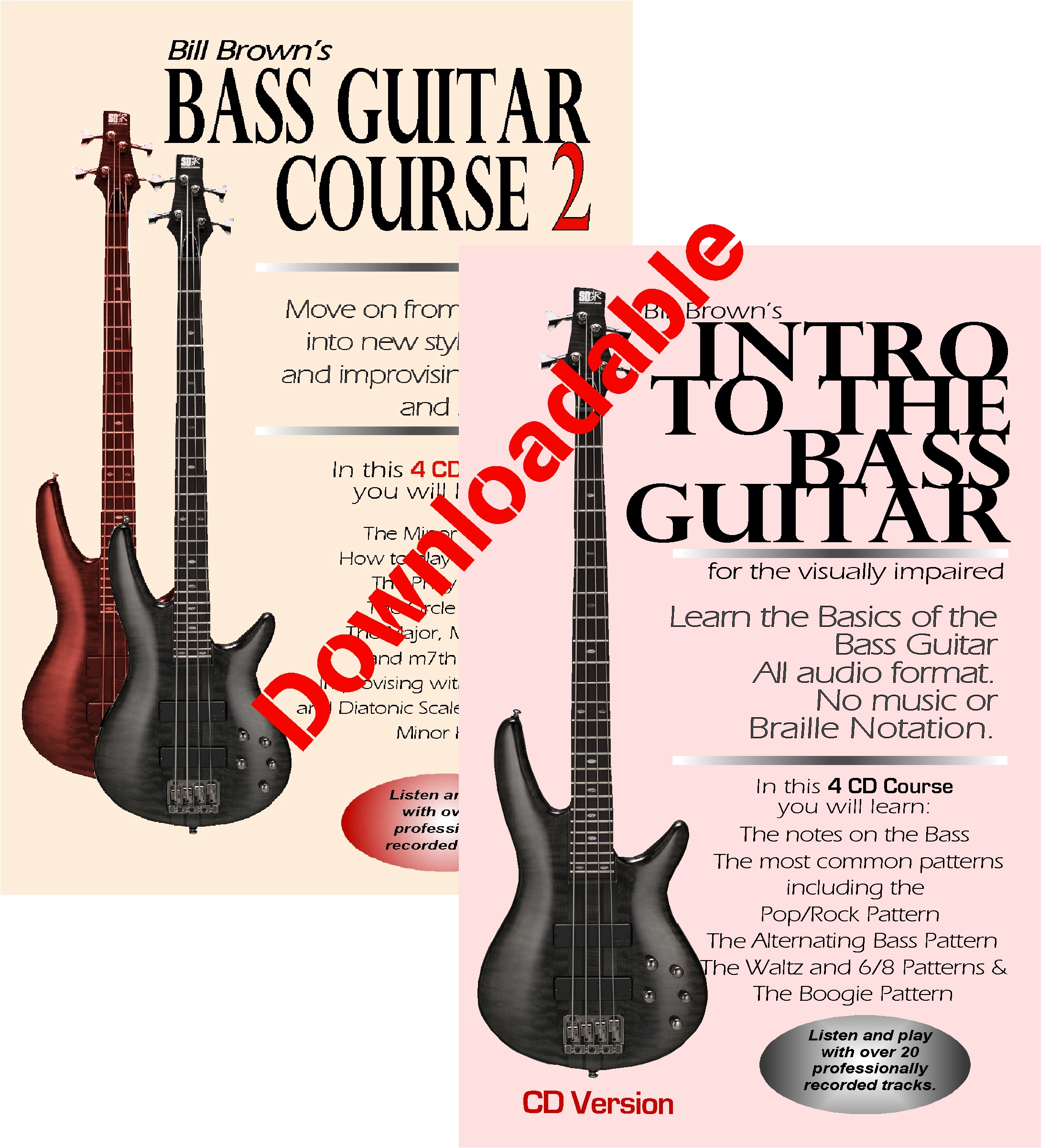 Intro to the Bass Guitar for the Visually Impaired and Bass Course 2 Package